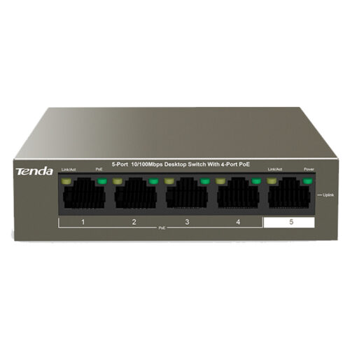 Tenda - TEF1105P-4-63W - Switch de Bureau 5 Ports 10/100Mbps dont 4 Ports PoE