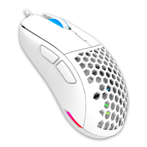 Aqirys - T.G.A Souris Filaire Gamer RGB - Blanc ( avec couvertures interchangeables noir et rose )