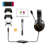 Casque Gaming Spirit of Gamer PRO-H3 _ Jack 3.5mm + Rallonge PC _ Orange et Noir