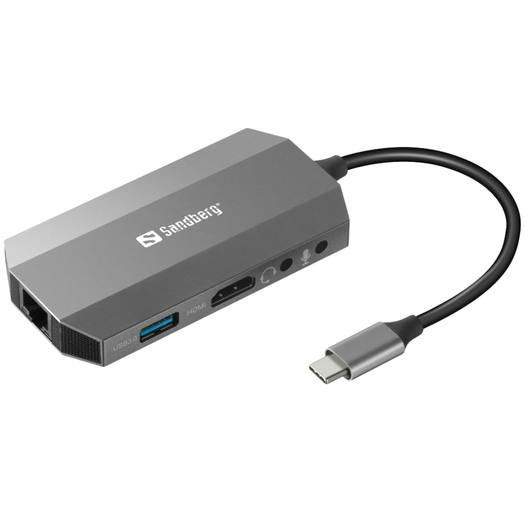 STATION D'ACCUEIL SANDBERG DOCK USB-C 6 IN 1 (136-33 )