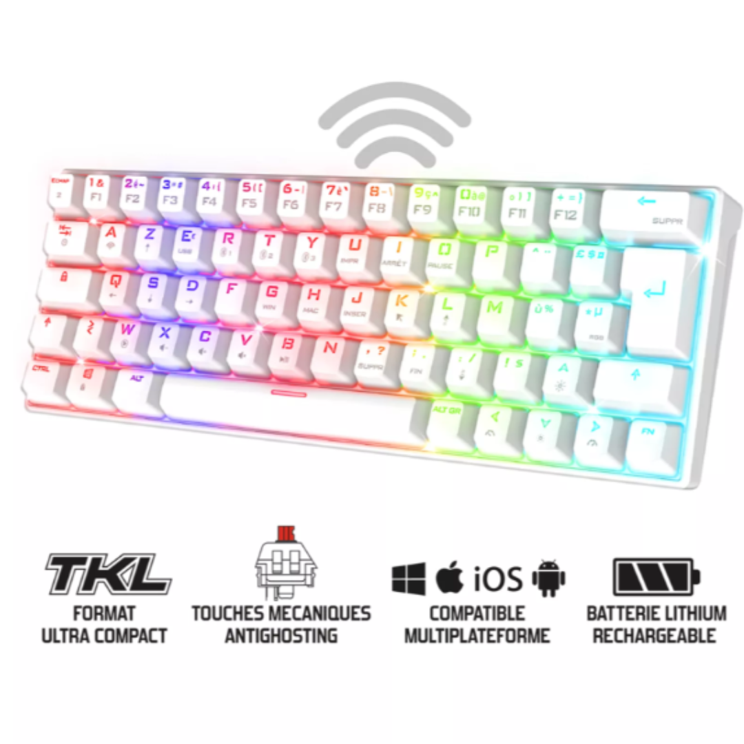 Spirit of Gamer - XPERT-K200 - Clavier Mécanique Gamer - sans fil (Blanc) (2)