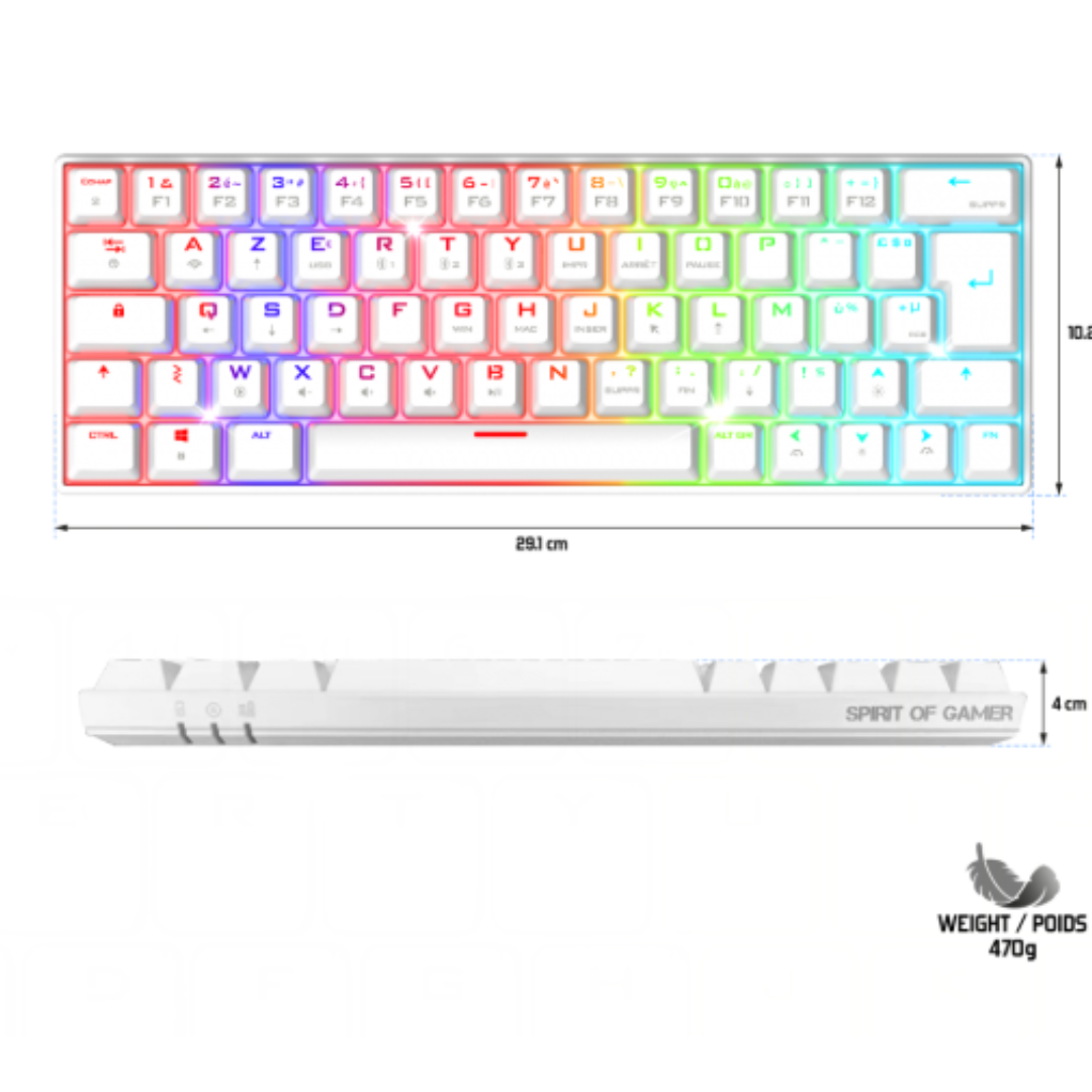 Spirit of Gamer - XPERT-K200 - Clavier Mécanique Gamer - sans fil (Blanc) (4)