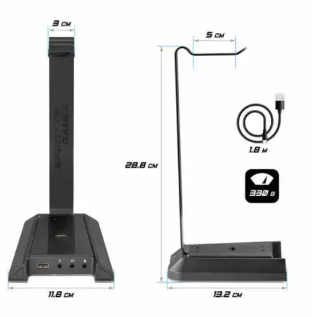 Support de casque SPIRIT OF GAMER STD5 SENTINEL 7.1 RGB - Gris (3)