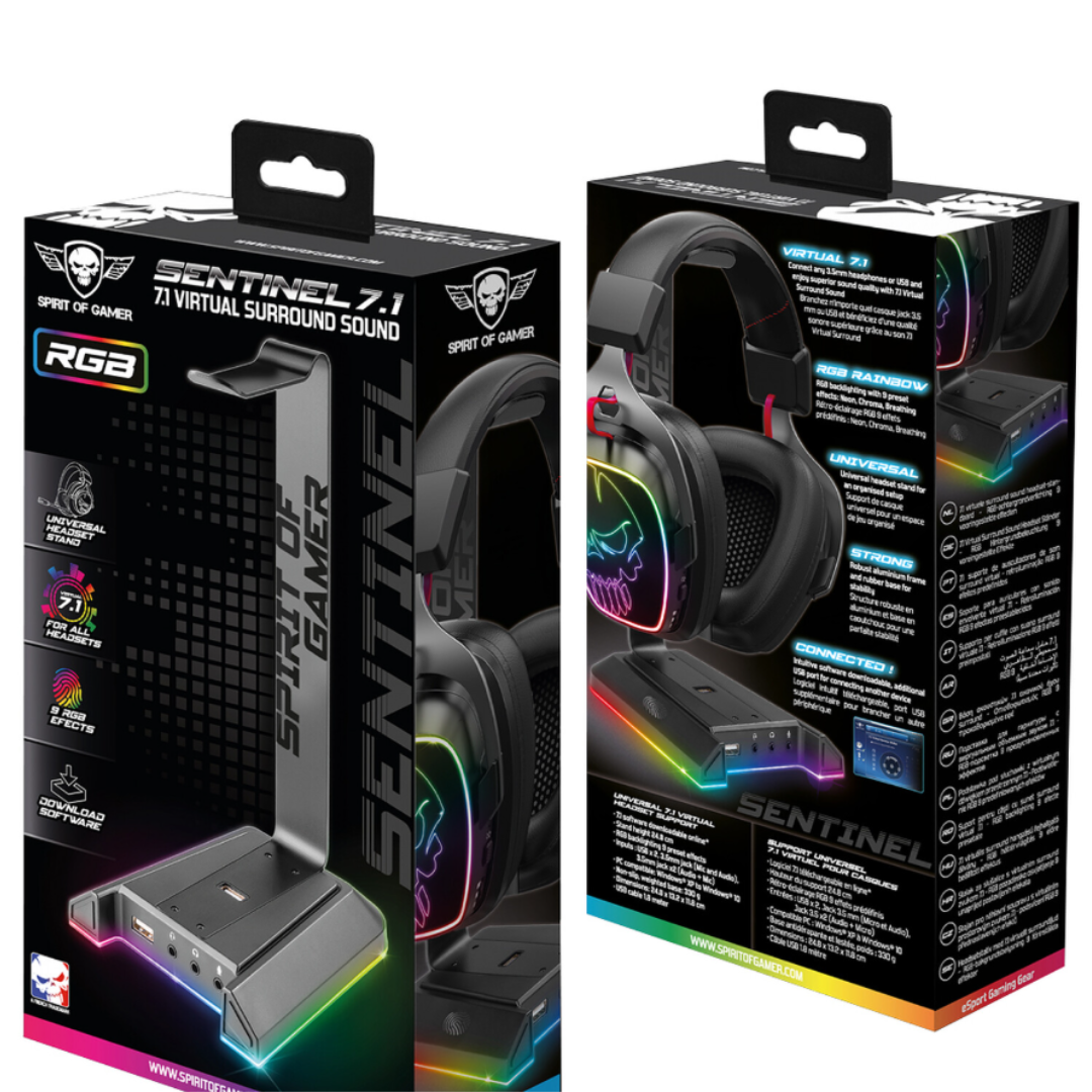 Support de casque SPIRIT OF GAMER STD5 SENTINEL 7.1 RGB - Gris (7)