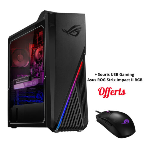 PC de Bureau Asus ROG Strix GT15 / AMD Ryzen 5 3600X / GTX 1660 Ti 6G / 16 Go + Souris USB Gaming Asus ROG Strix Impact II RGB