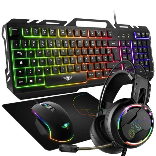 Combo ensemble 4en1 Clavier+Casque+Souris+tapis Gaming SOG PRO-MKH5 RGB - Noir