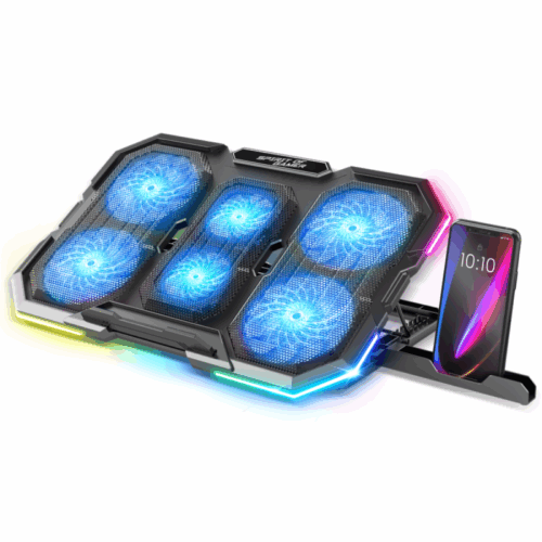 Refroidisseur 17" POUR PC PORTABLE - Spirit of gamer - AIRBLADE 700 RGB - 6 Ventilos LED + Support Smartphone