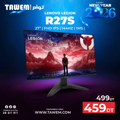 Ecran Gaming Lenovo Legion R27s 27'' FHD 144Hz IPS - Noir
