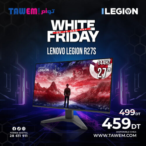 Ecran Gaming Lenovo Legion R27s 27'' FHD 144Hz IPS - Noir