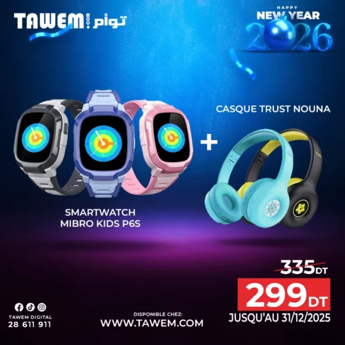 Montre Connectée Pour Enfants Mibro Kids Watch P6s + TRUST NOUNA kids casque sans fil bluetooth