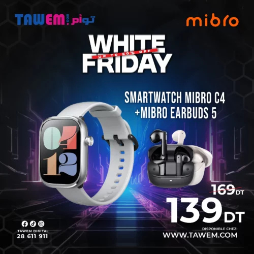 Montre Connectée MIBRO C4 + Écouteurs Sans Fil Mibro 5