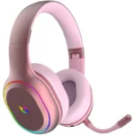 Micro Casque Gamer AQIRYS Lyra RGB Wireless & Filaire - Rose - 27h Batterie