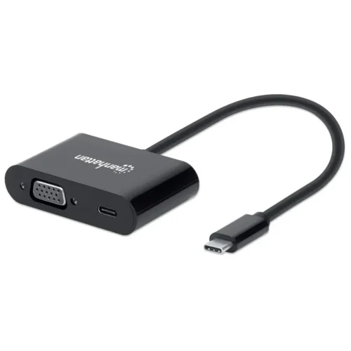 Convertisseur Manhattan USB-C vers VGA avec Port Power Delivery - Noir