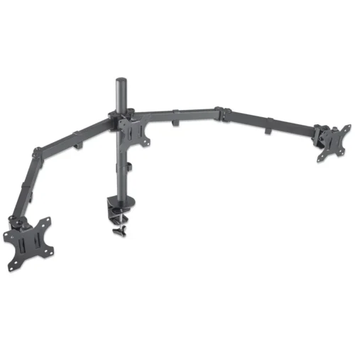 Support Universel Manhattan pour 3 Écrans 13" à 27" avec Bras Mobiles Double Articulation