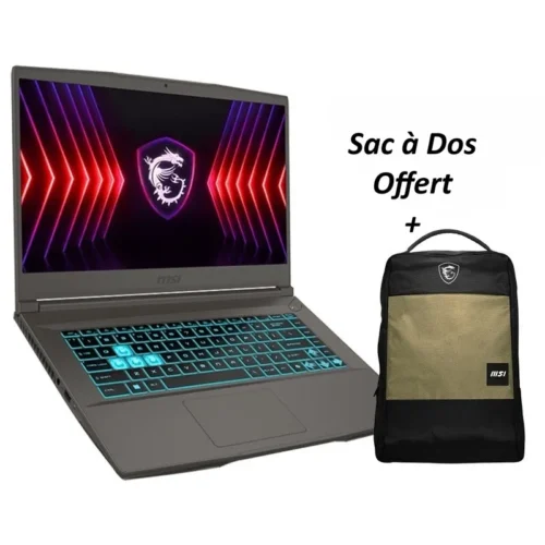 Laptop Gamer MSI Thin "15 B13UCX-2607XFR" - i5-13420H - 8Go DDR4 - 512Go SSD - RTX 2050 4Go - 15.6 FHD 144Hz + Sac à Dos MSI