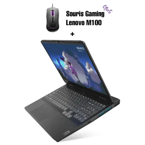 Laptop Lenovo "IDEAPAD Gaming 3 15IAH7" - i5 12450H - 16Go DDR4 - RTX 3050 - 512Go SSD + Souris Gaming M100