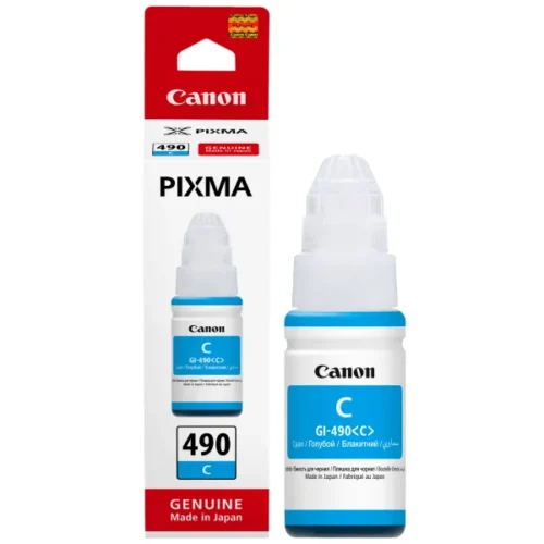 Bouteille d'Encre Canon GI-490 Cyan Originale 70 ml