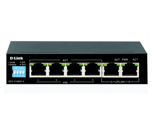 Switch D-Link 6 Ports Fast Ethernet PoE+ 4 Ports PoE + 2 Ports Uplink - 30W