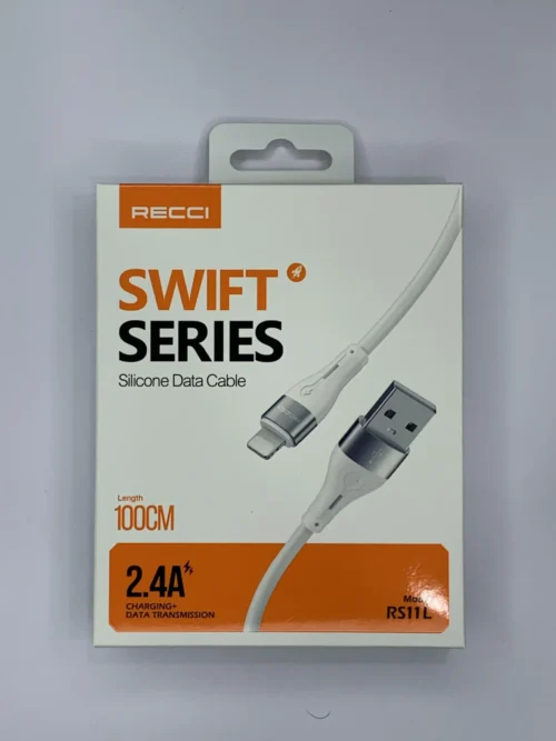 Câble USB RECCI RS11L Lightning - 2.4A - Charge Rapide - 1m - Blanc