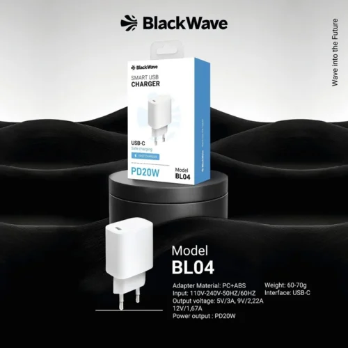 Tête de Chargeur BLACK WAVE BL04 USB-C 20W Power Delivery - Blanc