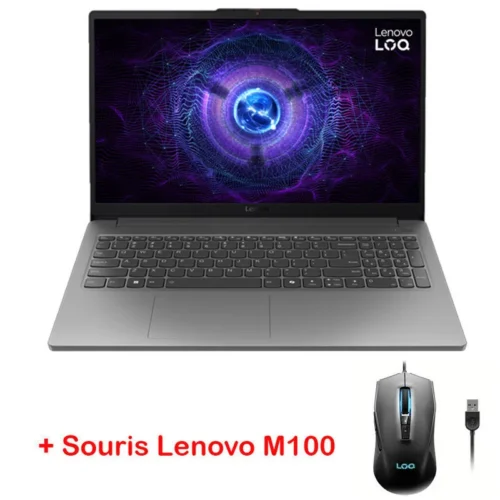 PC Portable Gamer Lenovo "LOQ 15IAX9E" - 15,6 FHD 144 Hz - Intel Core i5-12450HX - 16 Go DDR5 - RTX 3050 6 Go - 512 Go SSD + Souris LOQ M100 RGB