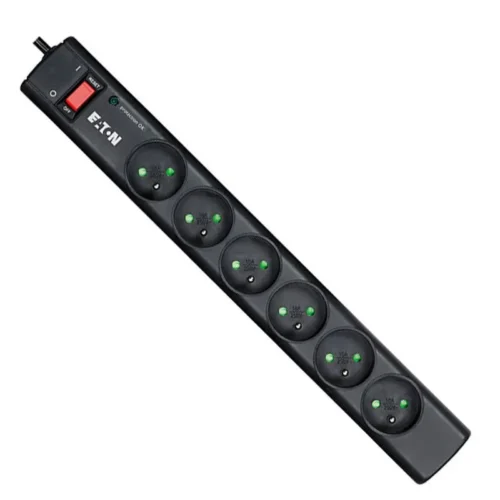 Multiprise Parafoudre EATON Protection Strip 6 Prises 2500W - Noir