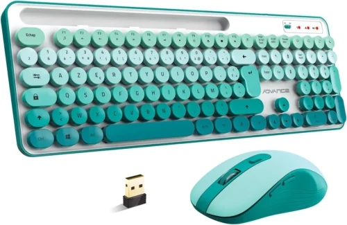 Pack Clavier & Souris Sans Fil - 105 Touches - 1600 DPI - Vert