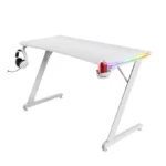 Bureau Gamer Trust GXT 709 Luminus - 120 × 60 cm - RGB - Blanc