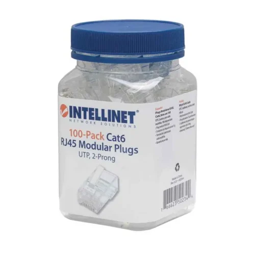 Pack de 100 Connecteurs RJ45 INTELLINET Cat 6 UTP - Transparents