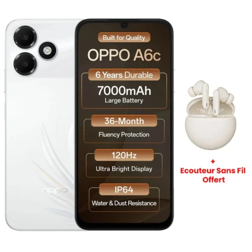 Smartphone OPPO 4G 4Go 128Go - 6,75" 120Hz - 6600mAh - Blanc