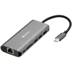 Station d'Accueil Sandberg 136-18 USB-C 6-en-1 - HDMI 4K - RJ45 - Gris
