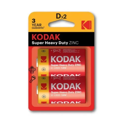 2× Piles KODAK Super Heavy Duty Zinc R20 - 1,5V