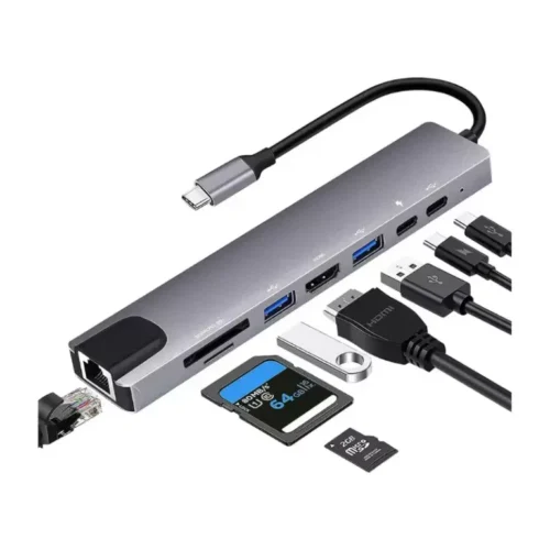 Hub USB-C BLISBOND DS03 - 8 Ports - 4K 30Hz - RJ45 - Gris