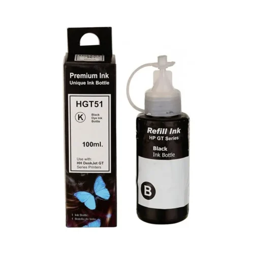 Bouteille d'encre HP GT51 Compatible - Noir - 100 ml