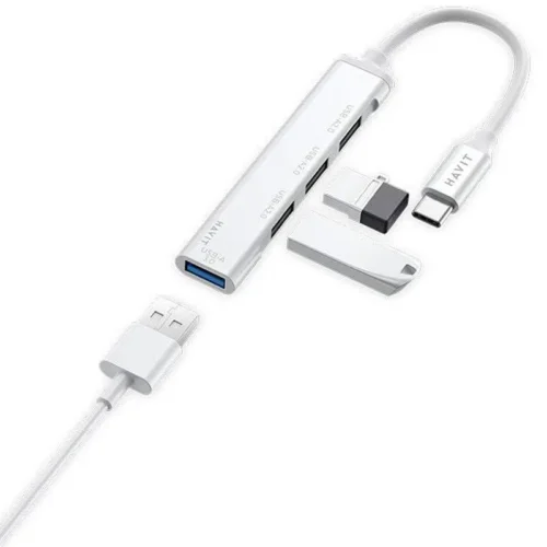 Hub USB-C Havit HB41 4-en-1 - 1 × USB 3.0 + 3 × USB 2.0 - Gris