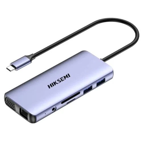 Station d'Accueil HIKSEMI USB-C 11-en-1 - HDMI 4K + VGA + RJ45 - Gris