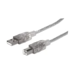 Câble Imprimante MANHATTAN USB 2.0 Type A vers Type B - 1,8 m - Gris Transparent